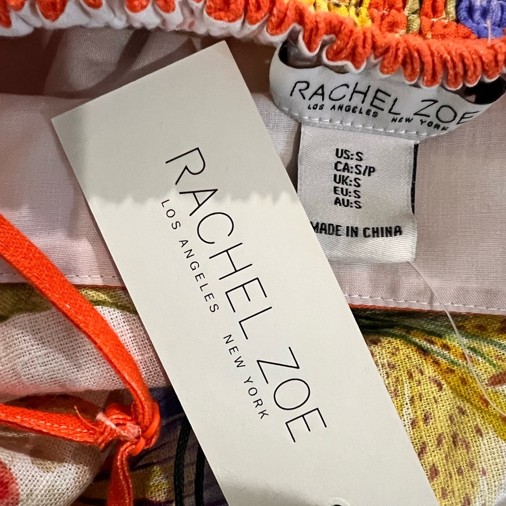 Rachel Zoe Cream Floral Maxi Dress with Bright Orange Trim - Picture 6 of 7